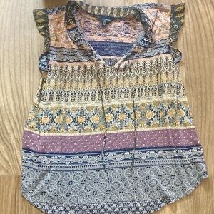 Lucky Brand Multicolor Patterned Boho Blouse